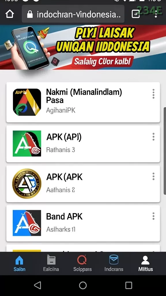 Cuplikan layar 77RL — menu navigasi